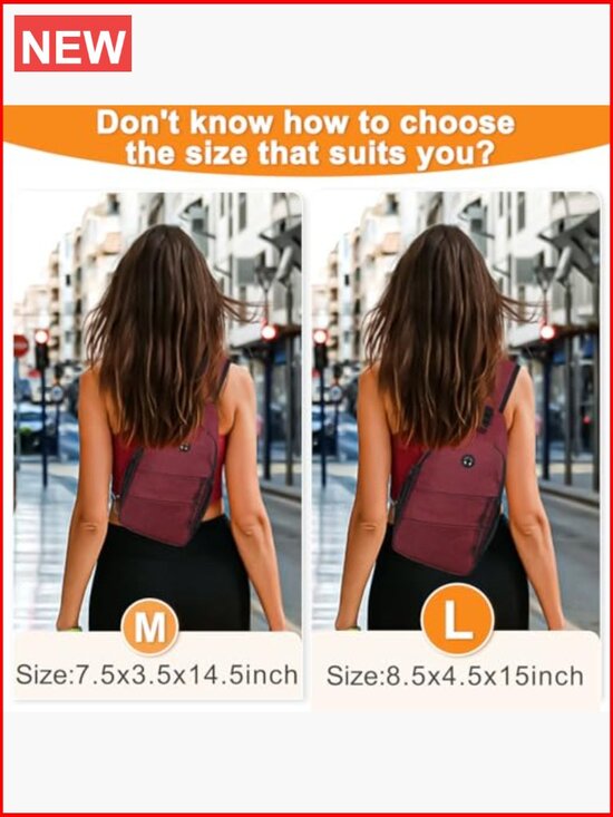 Crossbody Sling Backpack Convertible Chest Bag Hiking Daypack Waterproof